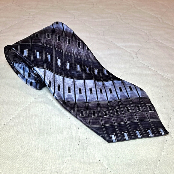 Kilburne and Finch Fine Clothiers 💯 Silk Necktie 60" x 3.75" Stripes Blue/Black - Picture 4 of 10